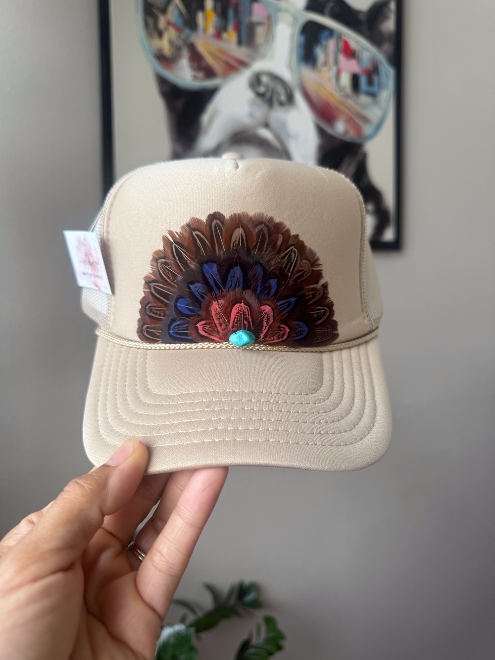 F10 Boho Feather Trucker Hat